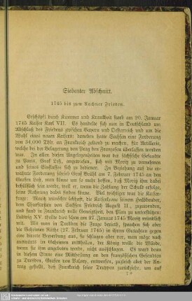 Siebenter Abschnitt. 1745 bis zum Aachner Frieden