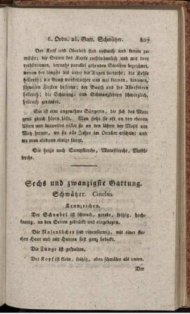 Sechs und zwanzigste Gattung. Schwäzer. C i n c l u s.