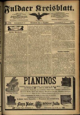 Zweite Ausgabe vom Samstag, den 01. Dezember 1906.