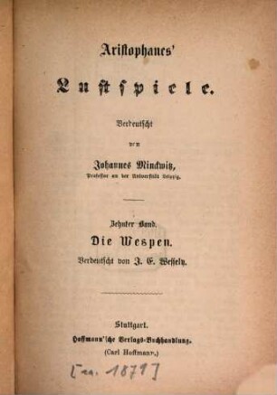 Aristophanes Lustspiele, 10. Die Wespen