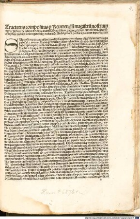 Tractatus compositus p[er] Reuerendu[m] magistru[m] nostrum m[a]g[ist]r[u]m Joh[ann]em de fabrica Ordinis fratru[m] Minoru[m] sacre pagine p[ro]fessore[m] famosissimu[m] ... sup[er] declaratio[n]e Jndulge[n]tiaru[m] c[on]cessaru[m] p[ro] a[n]i[m]abus in purgatorio