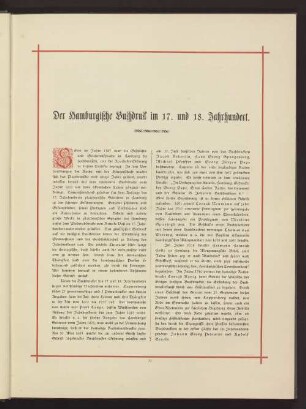 Der Hamburgische Buchdruck im 17. und 18. Jahrhundert