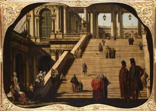 Capriccio mit einer Treppe zum Innenhof eines Palastes