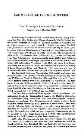 Der Hamburger Raum im Schrifttum, Stand vom 1. Oktober 1962