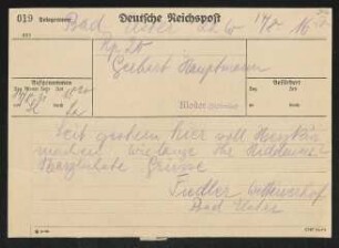 Brief von Hermann Georg Fiedler an Gerhart Hauptmann