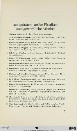 Antiquitäten, antike Plastiken, kunstgewerbliche Arbeiten (Nr. 1-409)