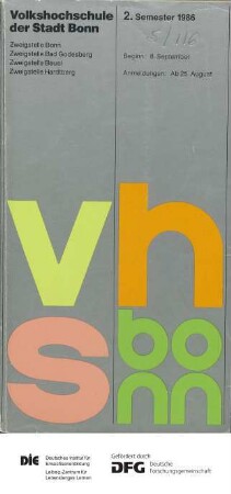 Programm 2. Semester 1986