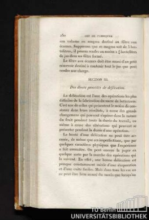 SECTION III. Des divers procédés de défécation.