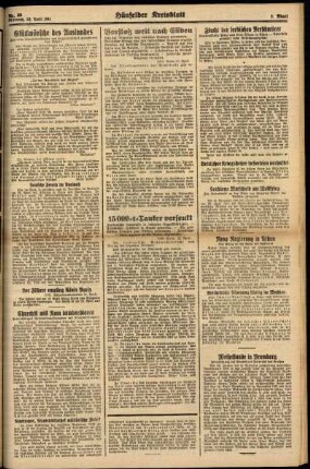 Zweite Ausgabe vom Mittwoch, den 23. April 1941.