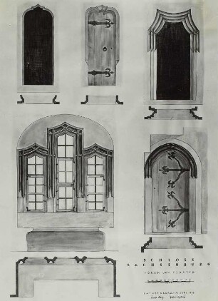 Aufmaßzeichnung von Türen und Fenstern von Burg Sachsenburg