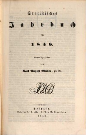 Statistisches Jahrbuch. 1846