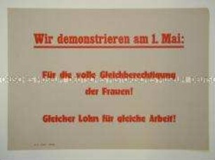 Maueranschlag mit dem Aufruf zur Teilnahme an den Mai-Demonstrationen