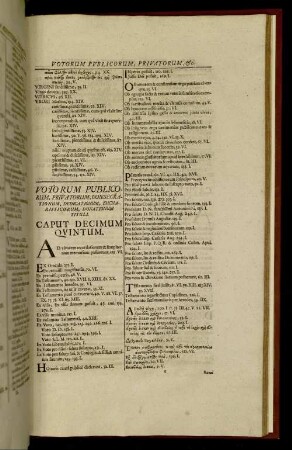 Votorum Publicorum, Privatorum, [...]. Caput Decimum Quintum