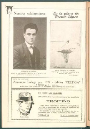 En la playa de Vicente López : [Retrato de] Srta. Consuelo Atienza [Fotografía por Atienza]