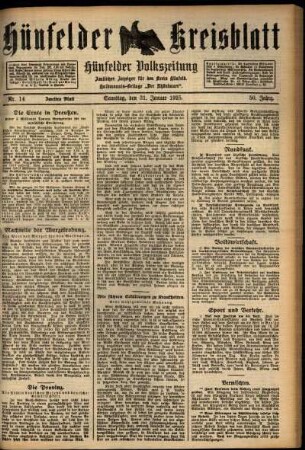 Zweite Ausgabe vom Samstag, den 31. Januar 1925.