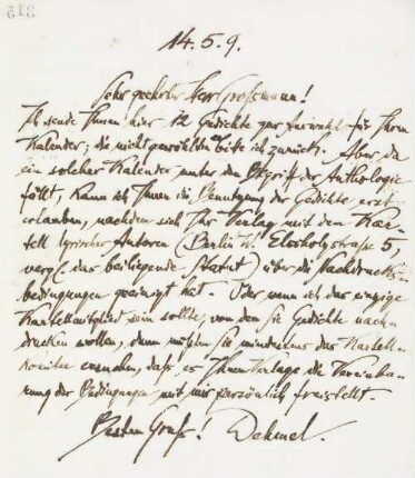 Brief an Stefan Großmann