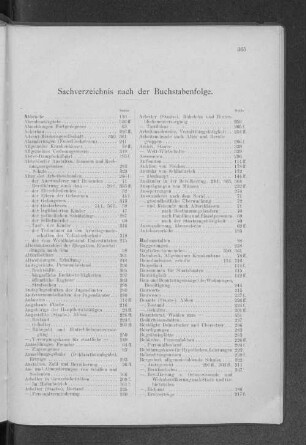 Sachverzeichnis nach der Buchstabenfolge.