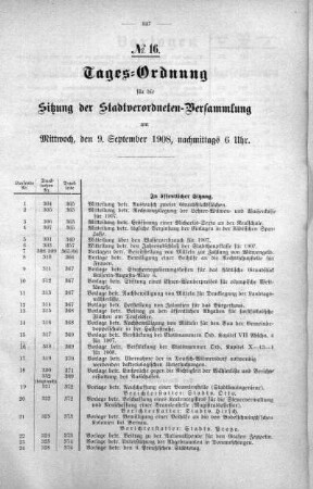 Tages-Ordnung. No. 16 (301-356), 09. September 1908