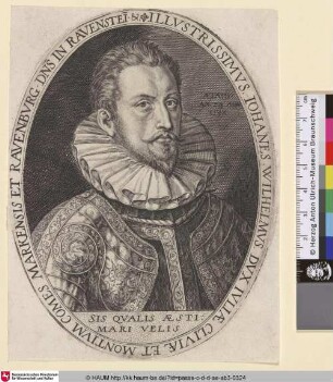 Illustrissimus. Iohanes Wilhelmus. Dux Iuliae Cliviae et Montium Comes Markensis et Ravensburg. Dns in Ravenstei. &