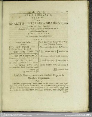 Pars III. Seu Analysis Hebraeo-Grammatica