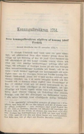 Konungaförsäkran 1751.