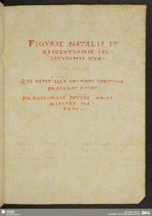 Figurae natalis et revolutionis celsitudinis tuae