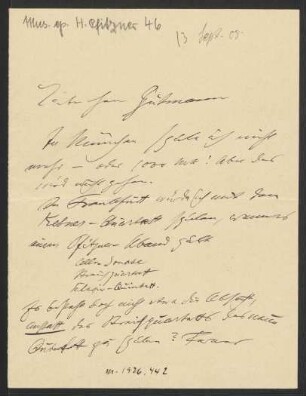 Brief an Emil Gutmann, 13.09.1908