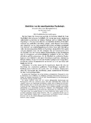 Eindrücke von der amerikanischen Psychologie : Bericht über eine Kongreßreise ; (Schluß)