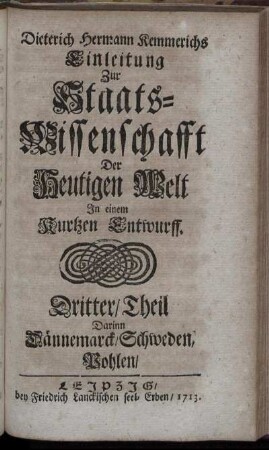Theil 3: Dännemarck, Schweden, Pohlen