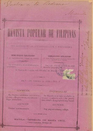 Ano 1, Num. 8, 20. Octubre 1888