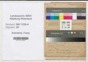 Entnazifizierung Franz Averdunk , geb. 17.07.1899 (Bauingenieur)