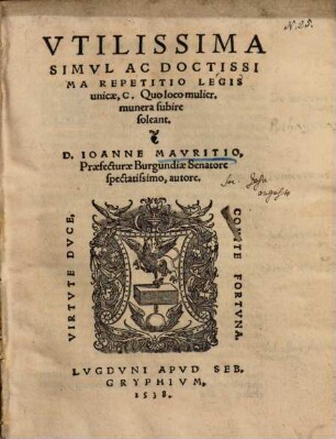 Utilissima simul ac doctissima repetitio legis unicae C. Quo loco mulier munera subire soleant