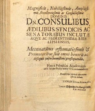 Dissertatio Physica De Partium Hominis Essentialium Numero Tertia & ultima : In qua Comenii & Novorum Hermeticorum placita excutiuntur, atque Peripateticorum sententia probatur