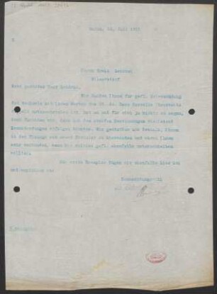 Brief an Erwin Lendvai : 26.07.1911