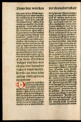 Czu dem Sechsten volget von den werckenn yrer barmhertzikeyt unnd myldikeyth czu dem lobe gotes/ und czu yrem nechstenn.