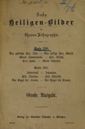 Heiligen-Bilder in Chromo-Lithographie, 350