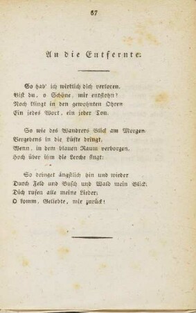 An die Entfernte.
