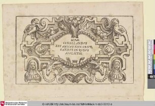 [Kartusche mit Zitat von Publilius Syrus; Cartouche met een citaat van Publilius Syrus]