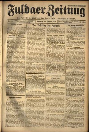 Erste Ausgabe vom Samstag, den 28. Februar 1925.