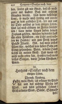 III. Hertzens-Seufzer nach dem ewigen Leben.