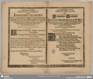 Serenissimus ac potentißimus princeps et dominus dominus Johannes Georgius dei gratia dux Saxoniae ... Anagrammatitheis