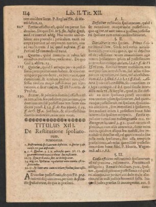 Titulus XIII. De Restitutione spoliatorum