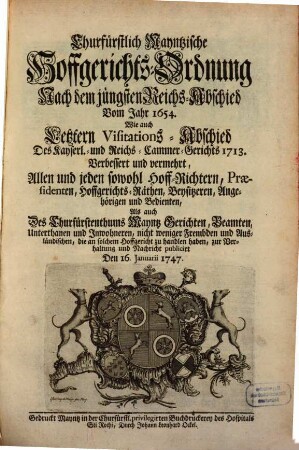 Hofgerichtsordnung des Ertzstiffts Meyntz
