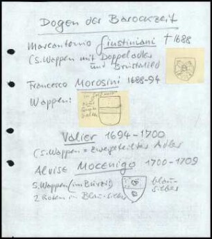 Notizzettel Dogen der Barockzeit