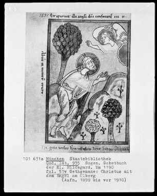 Sogenanntes Gebetbuch der heiligen Hildegard — Christus mit dem Engel am Ölberg, Folio 53verso