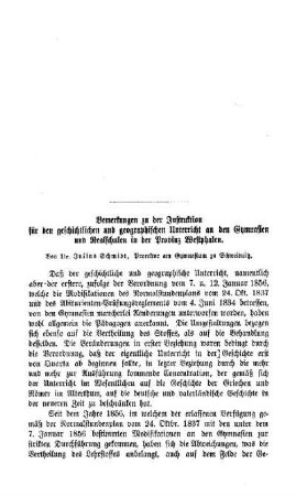 Bemerkungen zu der Instruktion für den geschichtlichen und geographischen Unterricht an den Gymnasien und Realschulen in der Provinz Westphalen