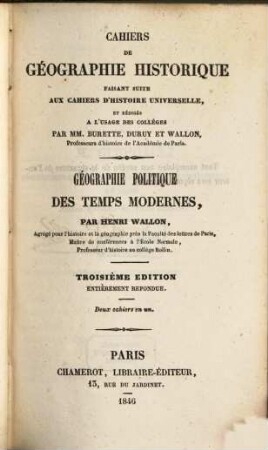 Géographie politique des temps modernes