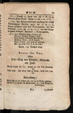 Regul-De-Tri, oder Lehr-Satz von Dreyen, Gebrochener Zahl.