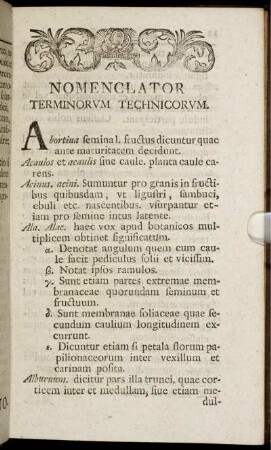 Nomenclator Terminorum Technicorum.