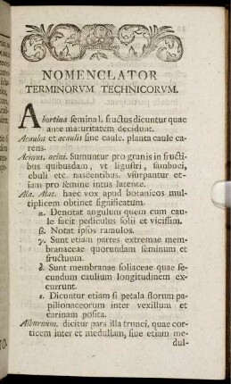 Nomenclator Terminorum Technicorum.